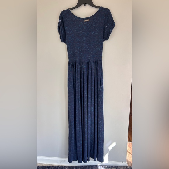 MATILDA JANE Deep Water Navy Scoop Neck Maxi Dress Cottage Modest Comfort Size L - Picture 13 of 15